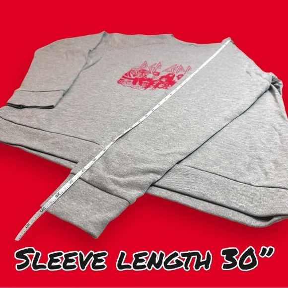 NWOT 🤘🎸Def Leppard Crew Neck Sweatshirt in Light Heather Grey and Red. Size L - Picture 5 of 11